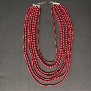Red Layered Bead Necklace